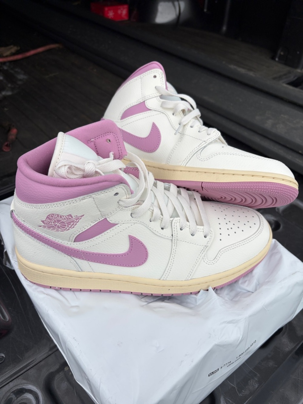 Nike Air Jordan 1 Mid Women's Sneakers - White & Pink